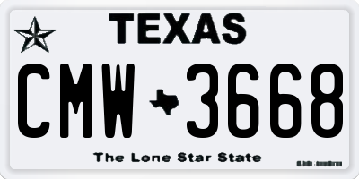 TX license plate CMW3668