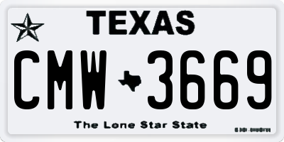 TX license plate CMW3669
