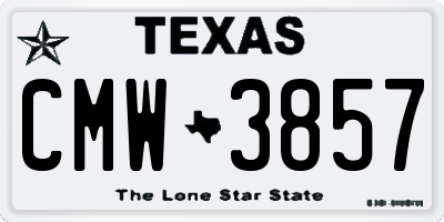 TX license plate CMW3857