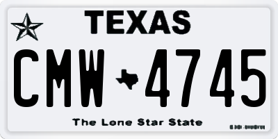 TX license plate CMW4745