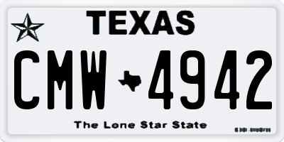 TX license plate CMW4942