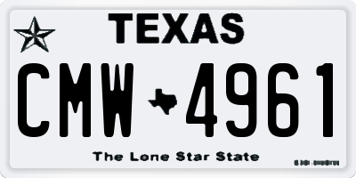 TX license plate CMW4961