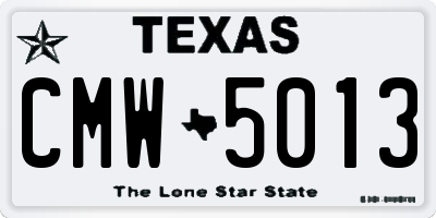 TX license plate CMW5013