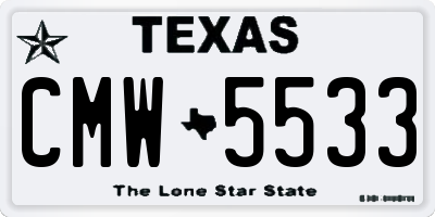 TX license plate CMW5533