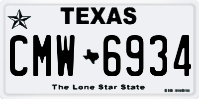 TX license plate CMW6934