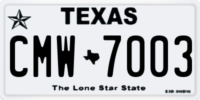 TX license plate CMW7003