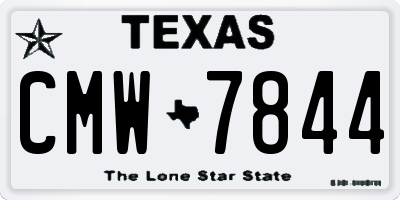 TX license plate CMW7844
