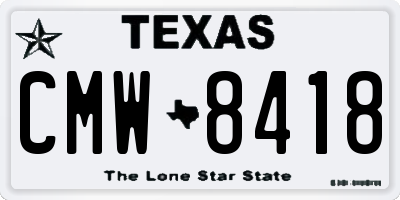 TX license plate CMW8418