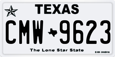 TX license plate CMW9623