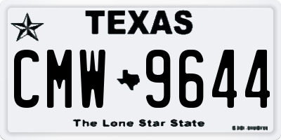 TX license plate CMW9644