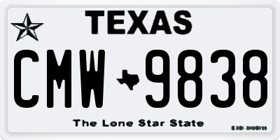 TX license plate CMW9838