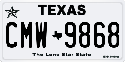 TX license plate CMW9868