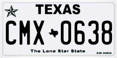 TX license plate CMX0638