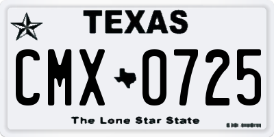 TX license plate CMX0725