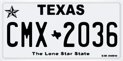 TX license plate CMX2036