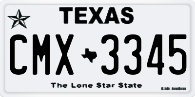 TX license plate CMX3345
