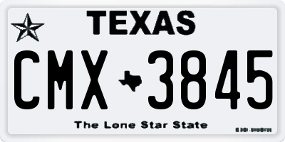 TX license plate CMX3845