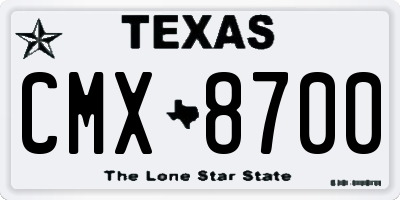 TX license plate CMX8700
