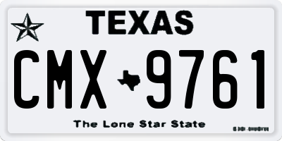 TX license plate CMX9761