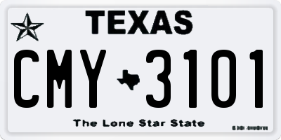 TX license plate CMY3101