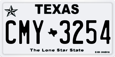 TX license plate CMY3254