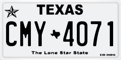 TX license plate CMY4071