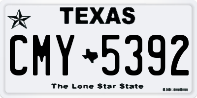TX license plate CMY5392