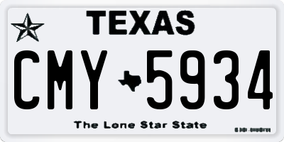 TX license plate CMY5934