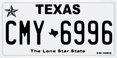 TX license plate CMY6996