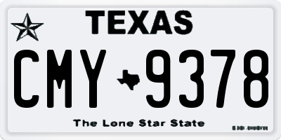 TX license plate CMY9378