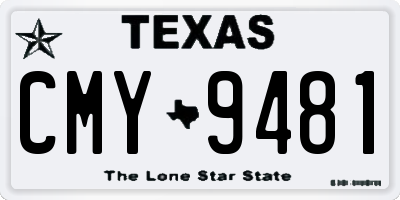 TX license plate CMY9481
