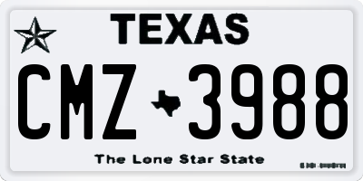 TX license plate CMZ3988