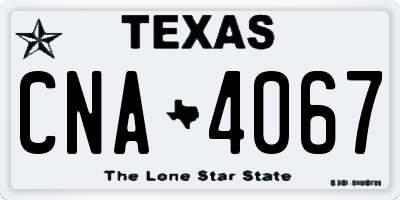 TX license plate CNA4067