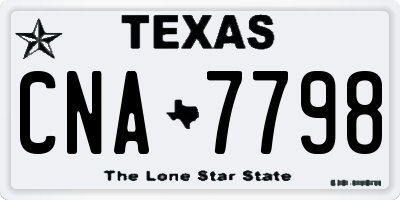 TX license plate CNA7798