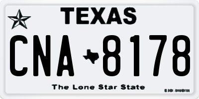 TX license plate CNA8178