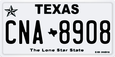 TX license plate CNA8908