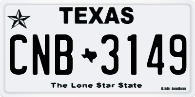 TX license plate CNB3149