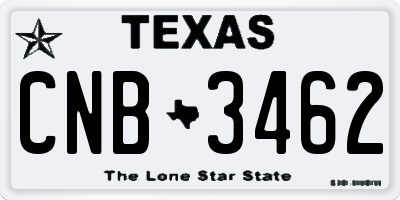 TX license plate CNB3462