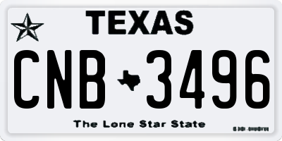 TX license plate CNB3496