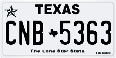 TX license plate CNB5363