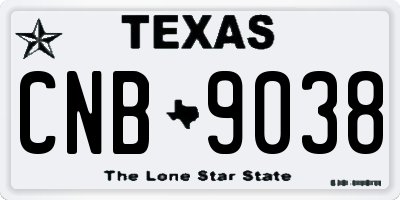 TX license plate CNB9038