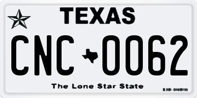 TX license plate CNC0062