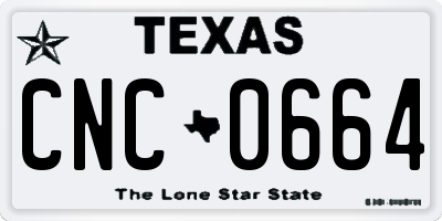 TX license plate CNC0664