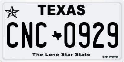 TX license plate CNC0929