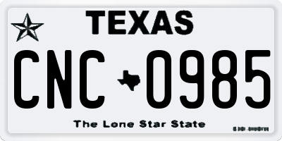 TX license plate CNC0985