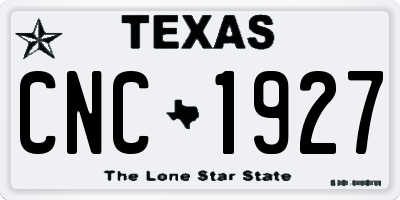 TX license plate CNC1927