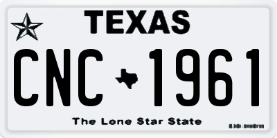 TX license plate CNC1961