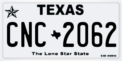 TX license plate CNC2062