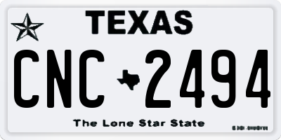TX license plate CNC2494