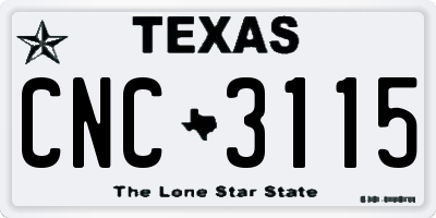 TX license plate CNC3115